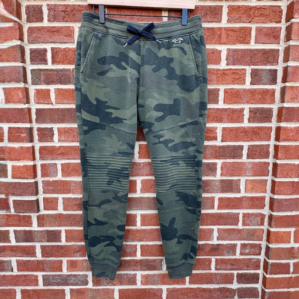 Hollister Moto Joggers Camo Pockets Y2K Athleisure Size Medium Green